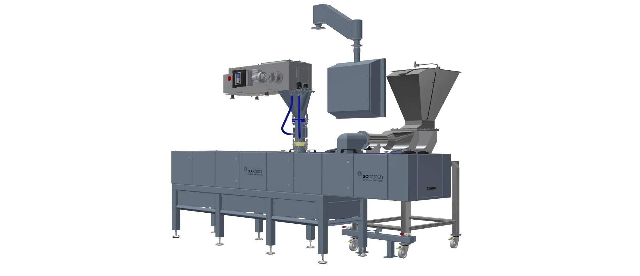 Continuous production line for pizza dough