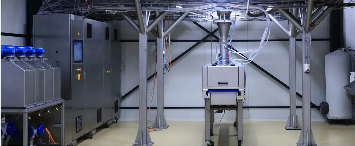 Continuous mixing testing facility for the food and non-food production for the industrial sector