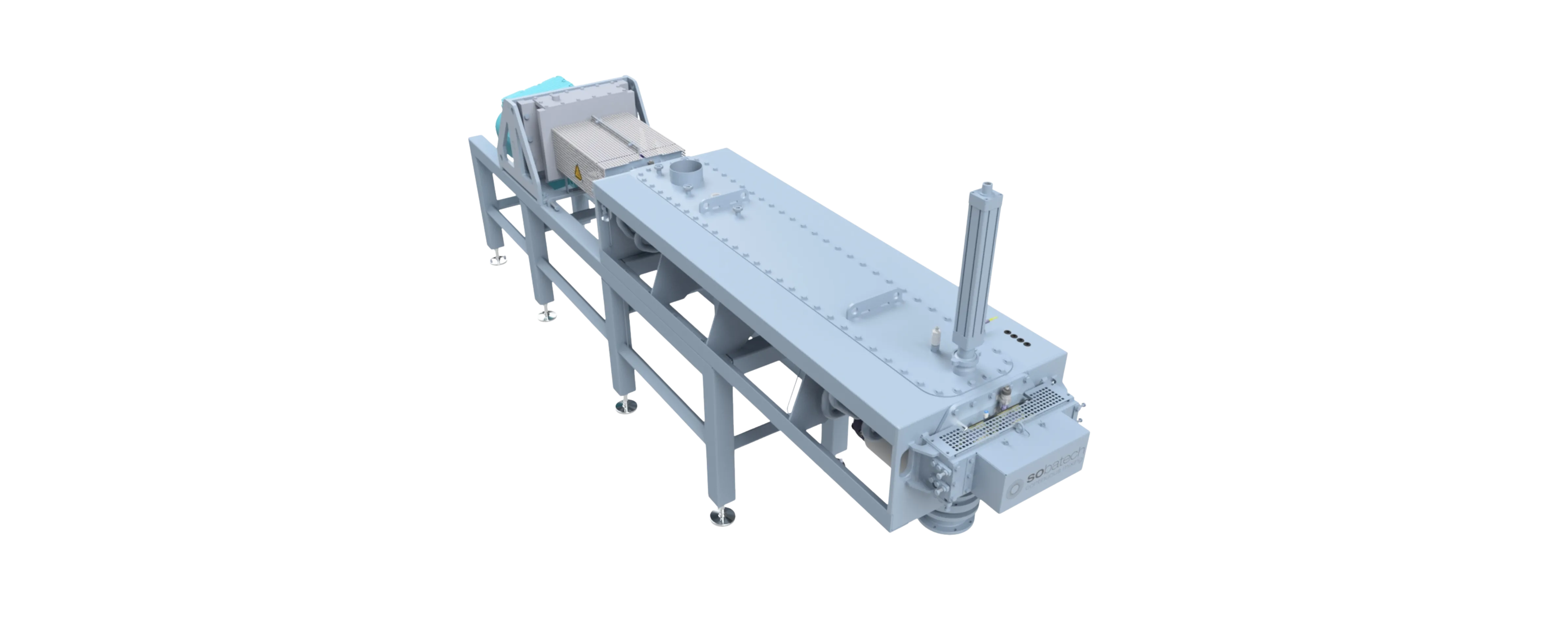 3D rendering of a continuous mixing system with a closed hygienic lid.