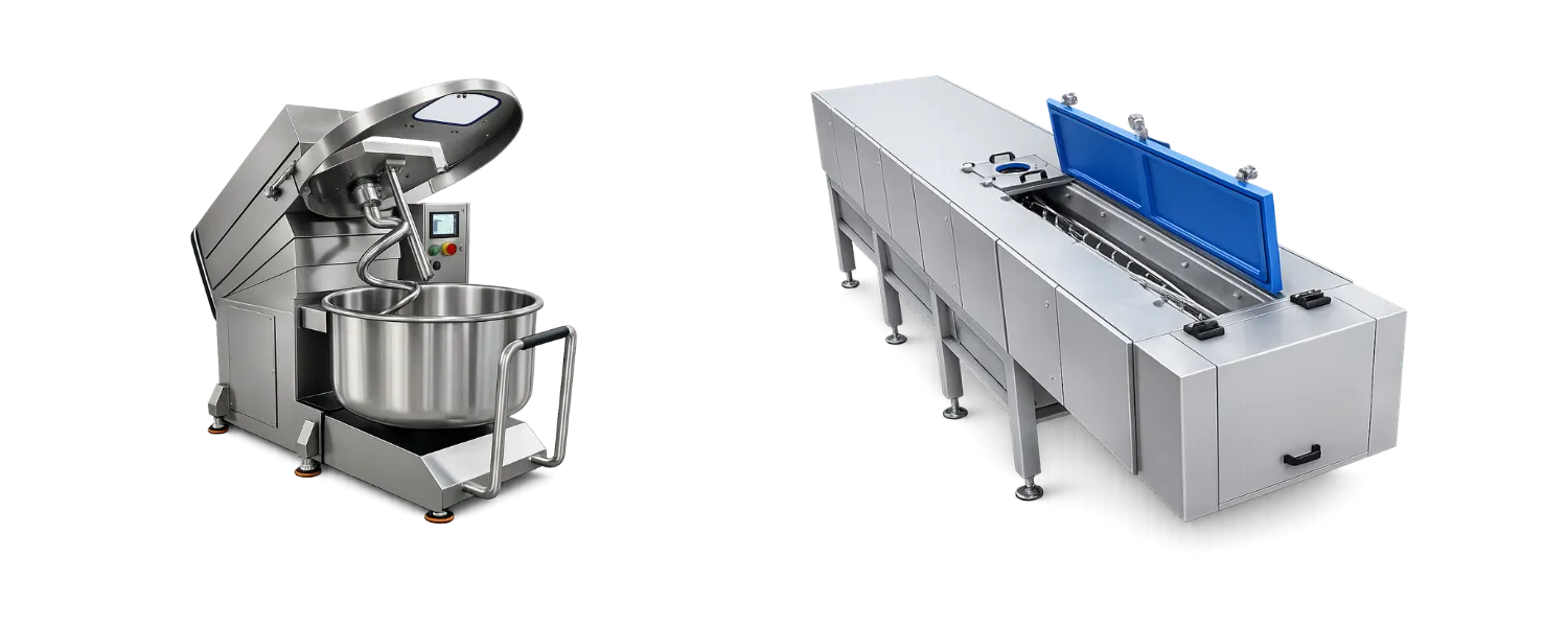 Industrial batch mixing system and continuous mixing system
