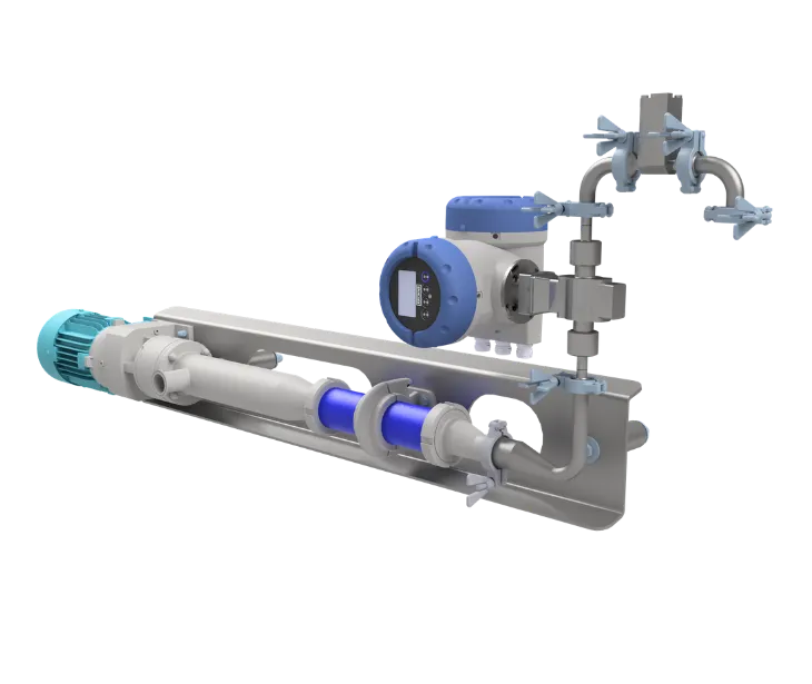 Liquid dosing pump for continuous processing (magnetic flow meter)