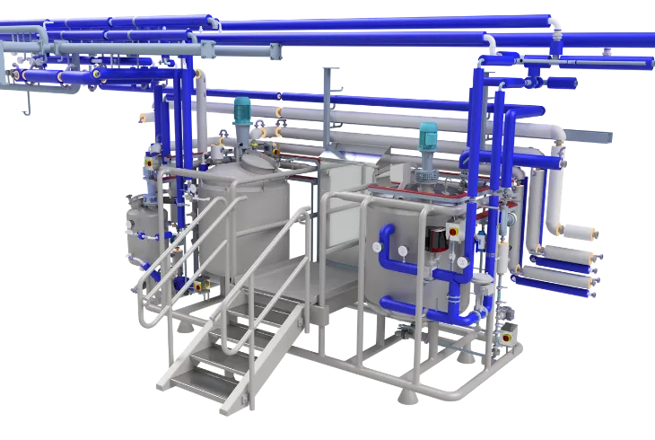 Liquid dosing tanks for industrial processing